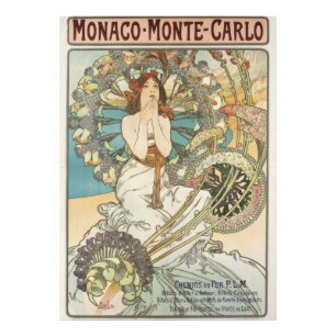 Vintage Mont-Carlo Poster av Alphonse Mucha