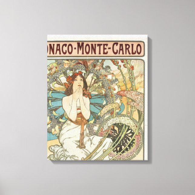 Vintage Mont-Carlo Poster av Alphonse Mucha Canvastryck (Framsida)