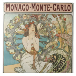 Vintage Mont-Carlo Poster av Alphonse Mucha Kakelplatta