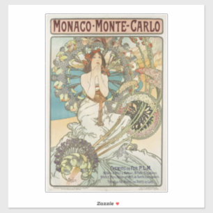 Vintage Mont-Carlo Poster av Alphonse Mucha Klistermärken