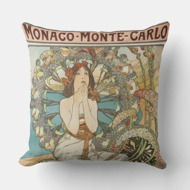 Vintage Mont-Carlo Poster av Alphonse Mucha Kudde (Framsida)