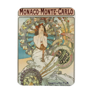 Vintage Mont-Carlo Poster av Alphonse Mucha Magnet