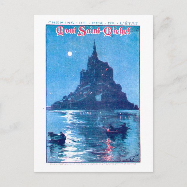 Vintage Mont Saint-Michel Resoraffisch Vykort (Framsida)