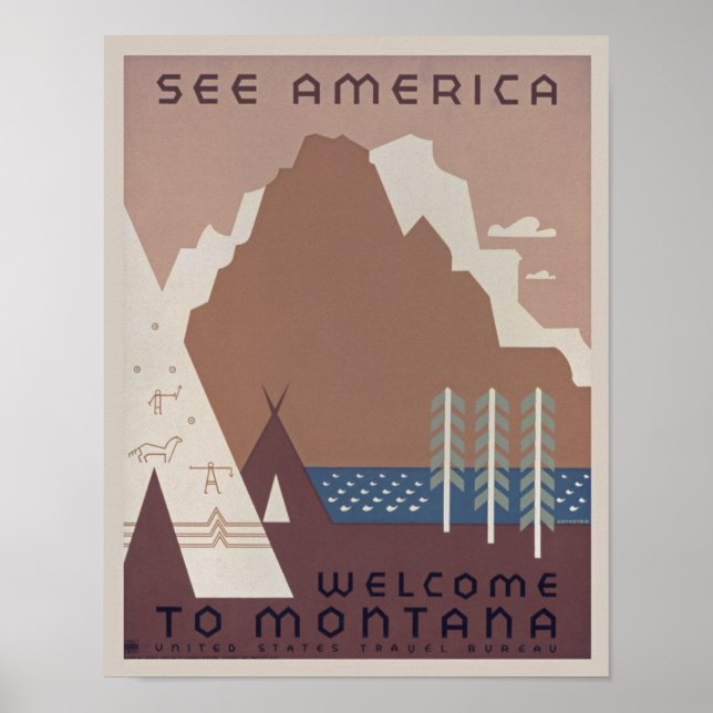Vintage Montana America Travel Poster (Framsidan)
