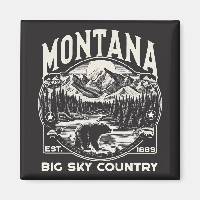 Vintage Montana Big Himlar Land Magnet (Framsidan)