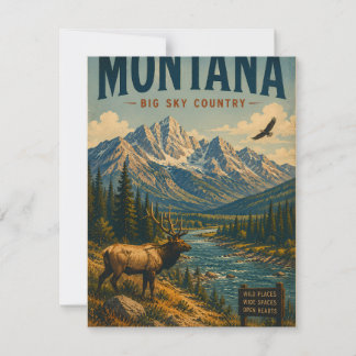 Vintage Montana Big Sky Country Landskap med Maj Anteckningskort