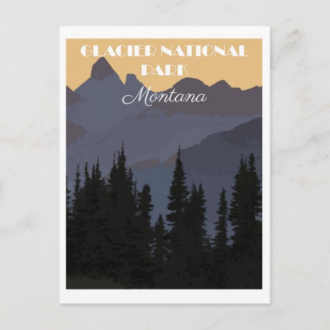 Vintage Montana Glacier National Park Travel Vykort (Framsida)