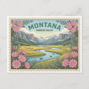 Vintage Montana Paradise Valley Yellowstonefloden Vykort