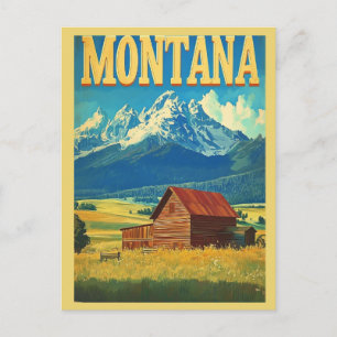 Vintage Montana Rocky mountains Travel Vykort