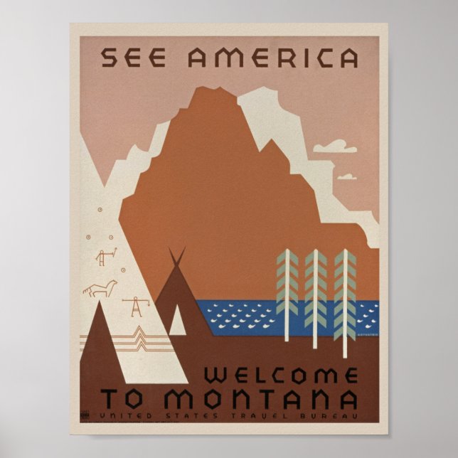 Vintage Montana Travel. Poster (Framsidan)