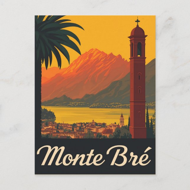 Vintage Monte Bré Travel Vykort (Framsida)