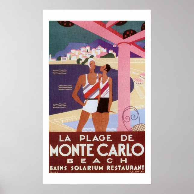 Vintage Monte Carlo Beach Poster (Framsidan)