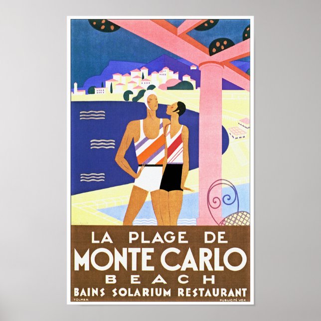 Vintage Monte Carlo Beach Poster (Framsidan)