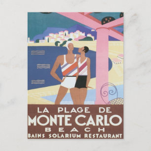 Vintage Monte Carlo Beach Vykort