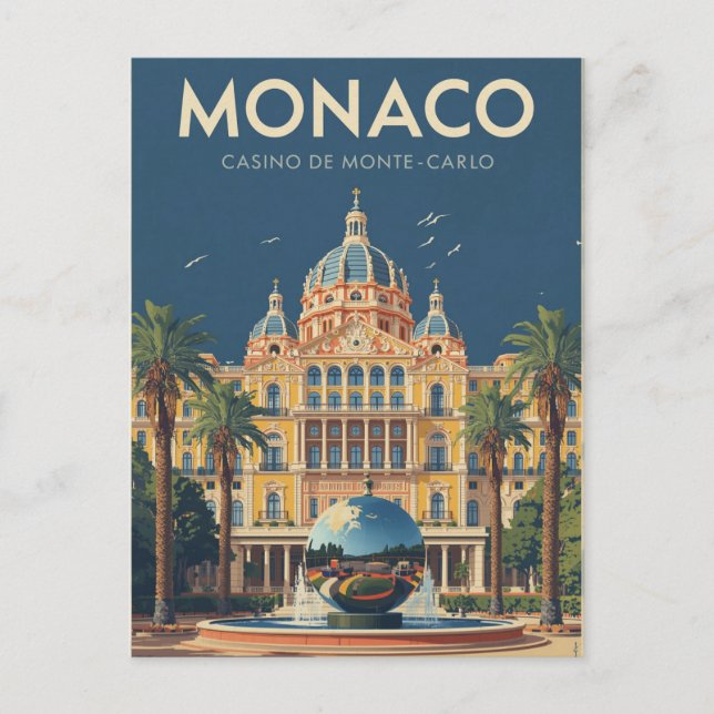 Vintage Monte-Carlo Casino Travel Vykort (Framsida)
