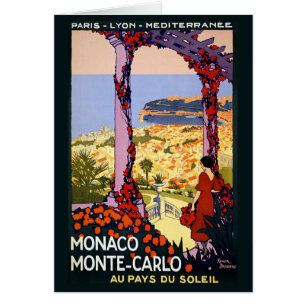 Vintage Monte Carlo Monaco-resekort Hälsningskort