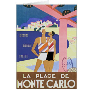 Vintage Monte - carlo strand Hälsningskort