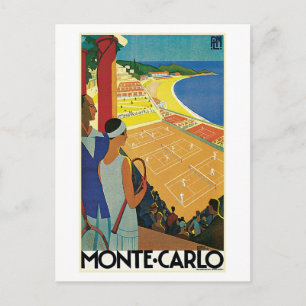 Vintage Monte Carlo Tennis Travel Ad Vykort