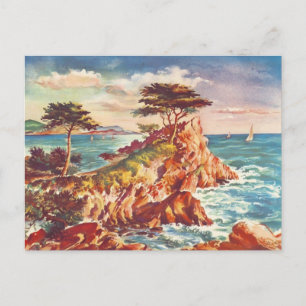Vintage Monterey Coastline Californian Tourism USA Vykort