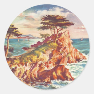 Vintage Monterey Kusten Kalifornien, USA Runt Klistermärke