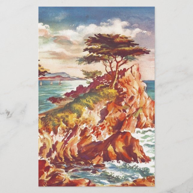 Vintage Monterey kustlinje kalifornien turism USA Brevpapper (Framsida)