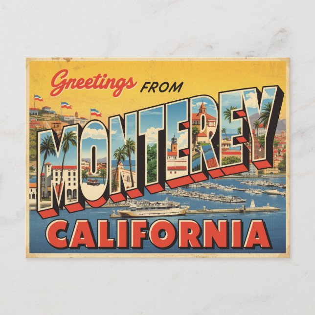 Vintage Monterey Travel Vykort (Framsida)
