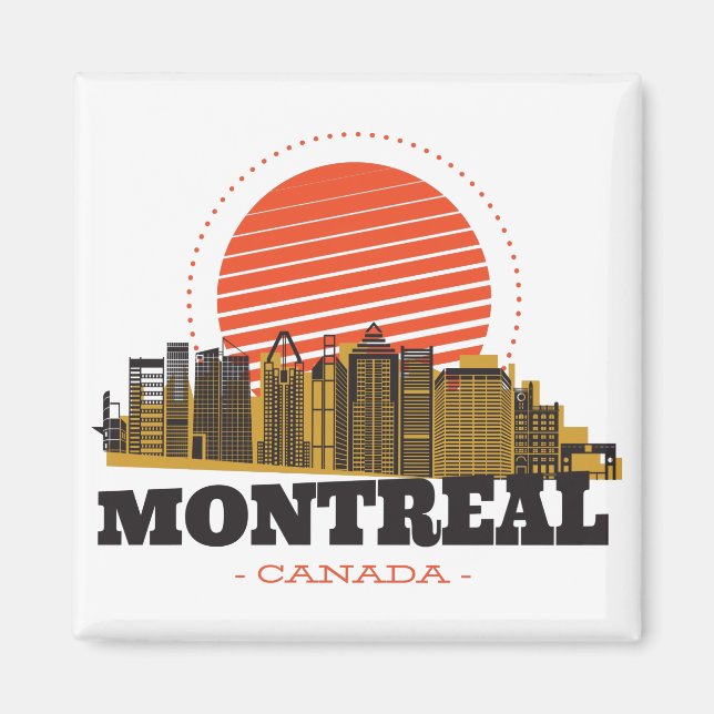 Vintage Montreal Canada Skyline Magnet (Framsidan)