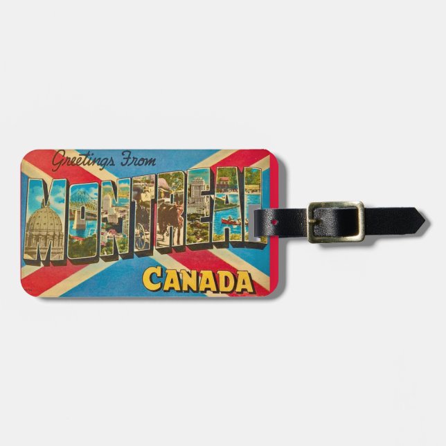 Vintage Montréal Kanada Bagageetikett Bagagebricka (Horisontell Framsida)