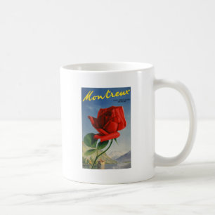 Vintage Montreux Röd ros Schweiz Genève Sjö Kaffemugg