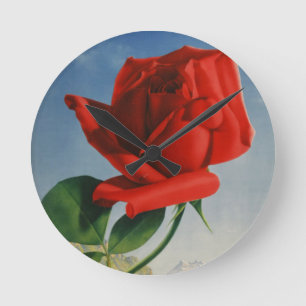 Vintage Montreux Röd ros Schweiz Genève Sjö Rund Klocka