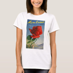 Vintage Montreux Röd ros Schweiz Genève Sjö Tee