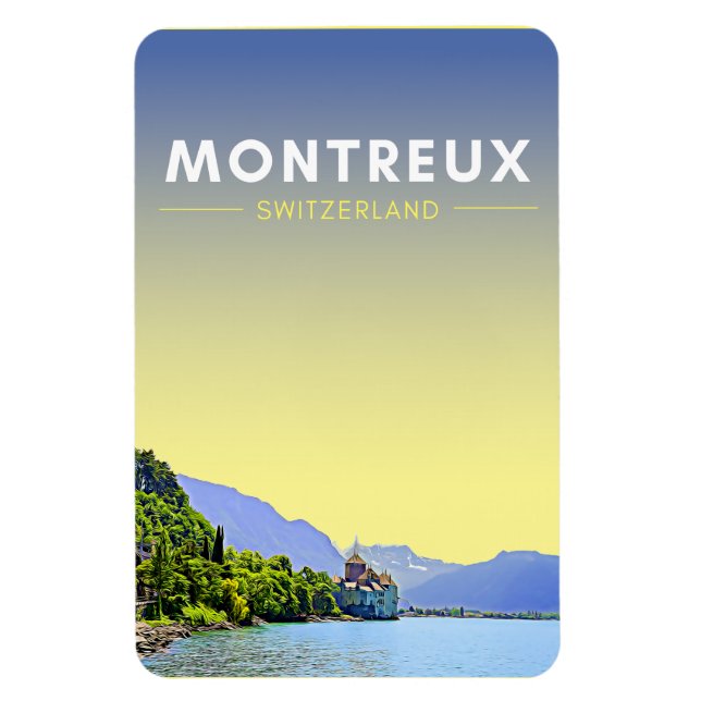 Vintage Montreux Schweiz Art Magnet (Vertikal)