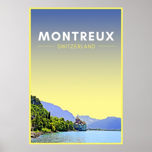 Vintage Montreux Schweiz Art Poster (Framsidan)