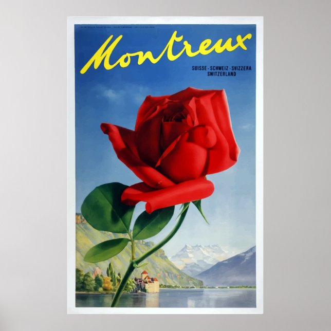 Vintage Montreux Schweiz Travel Poster (Framsidan)