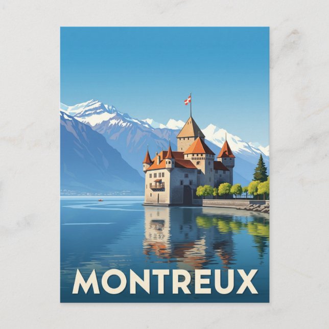 Vintage Montreux Schweiz Vykort (Framsida)