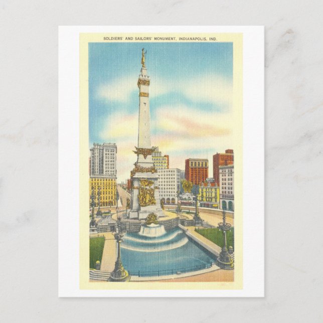 Vintage Monument Circle, Indianapolis, Indiana Vykort (Framsida)