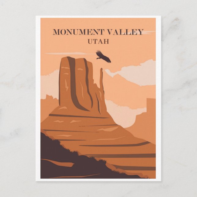 Vintage Monument Valley Utah Travel Vykort (Framsida)