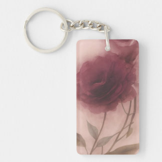 Vintage Moody Dammrosa Blommig Akrylnyckelring