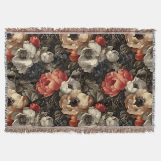Vintage Moody Floral Kastsjal – Dark Cottagec Filt