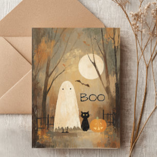 Vintage Moody Ghost & Svart Katt-kort Kort