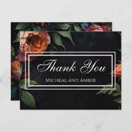 Vintage moody mörk blommigt boho ro tack kort