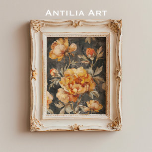 Vintage Moody Mörk Färgmålning fortfarande livstid Poster