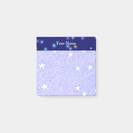 Vintage Moon och Stars Etsning Blå Bakgrund 3x3 Post-it Block