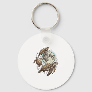 Vintage Moon Sea Turtle Gravyr Shirt Design_1 Nyckelring
