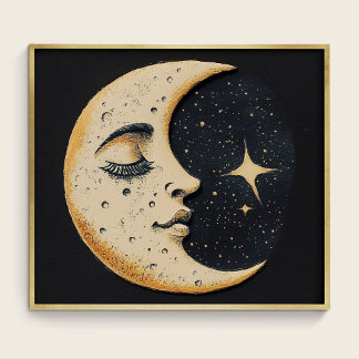 Vintage Moon - Sövande Måne - Mörkblå Poster