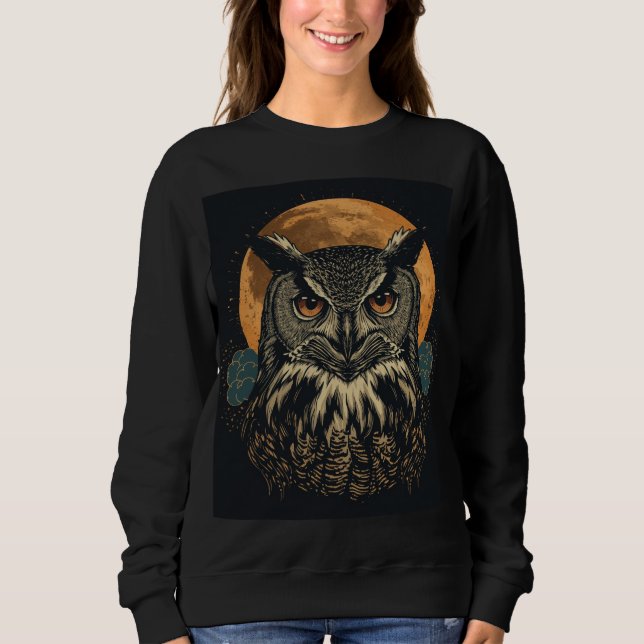 Vintage Moon Ugglor T-Shirt (Framsida)