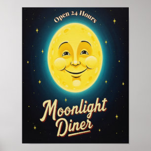 Vintage Moonlight Middag Poster