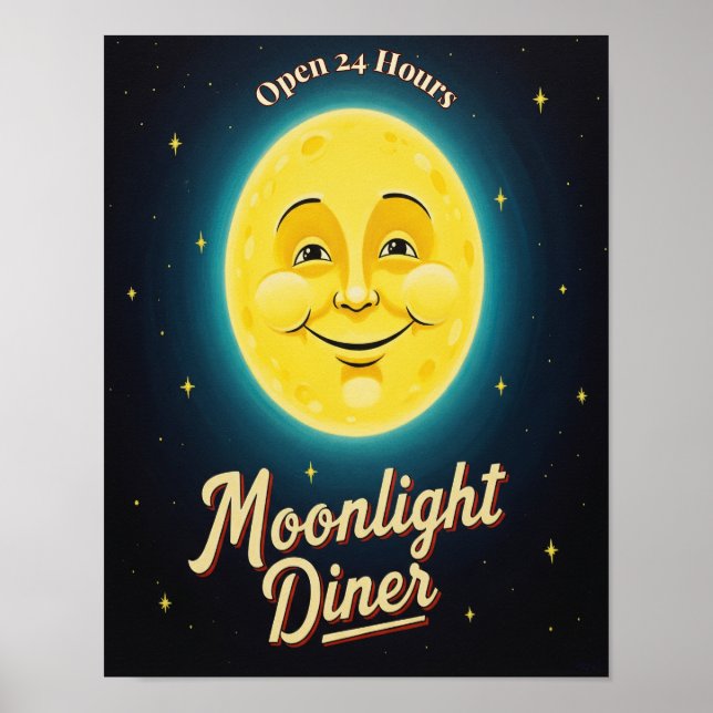 Vintage Moonlight Middag Poster (Framsidan)
