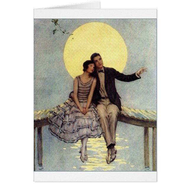 Vintage - Moonlit Kärlek Hälsningskort (Framsidan)