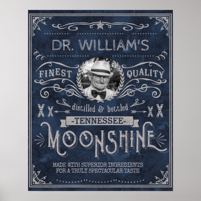 Vintage Moonshine Hillbilly Medicine Anpassningsba Poster (Framsidan)